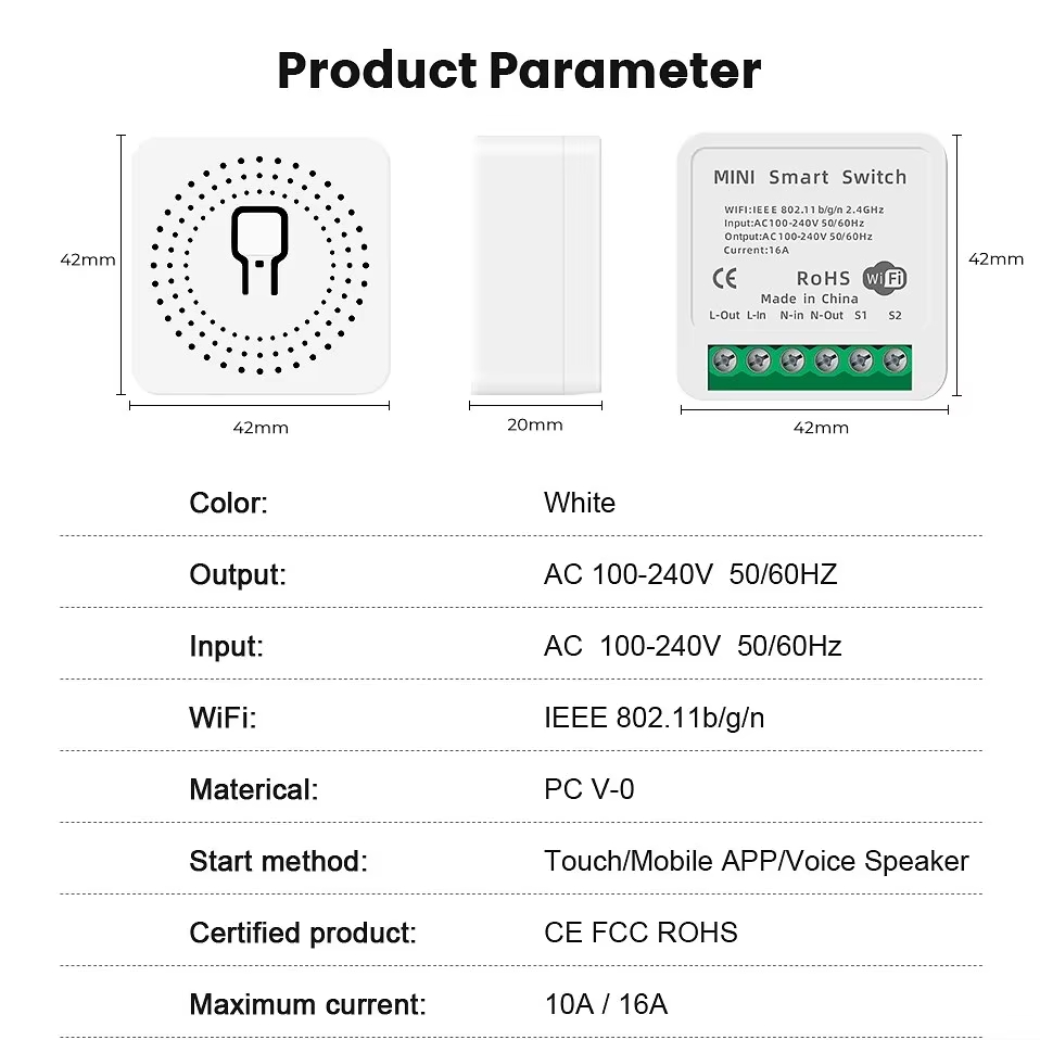 Mini przełącznik WiFi 16A, apl – Home Automation Technology recenzja i cena